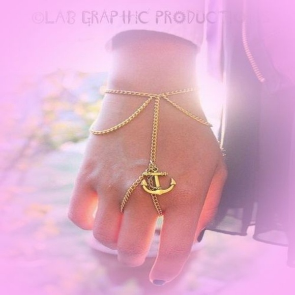 Anchor Tassels Chain Bracelet With Finger Ring - Picture 3 of 4